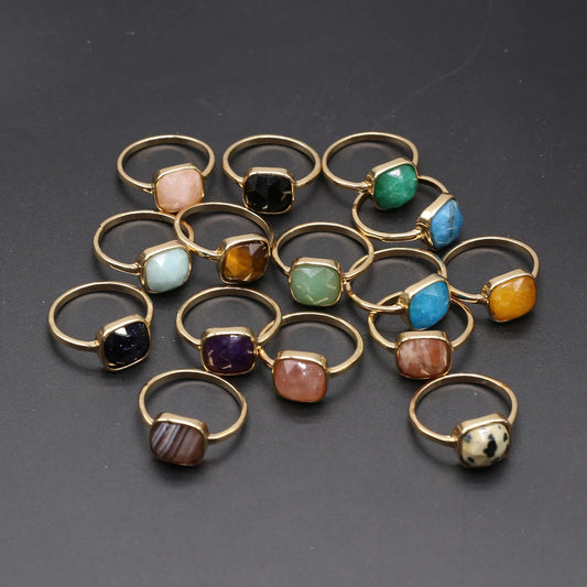 Natural Stone Square Rings